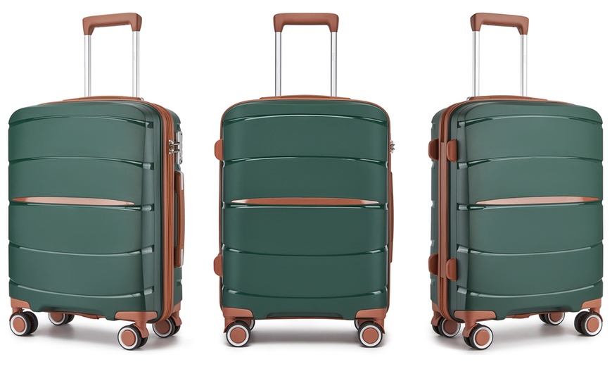 Image 2: Maletas de ruedas rígidas en color verde con cerradura TSA, de Kono