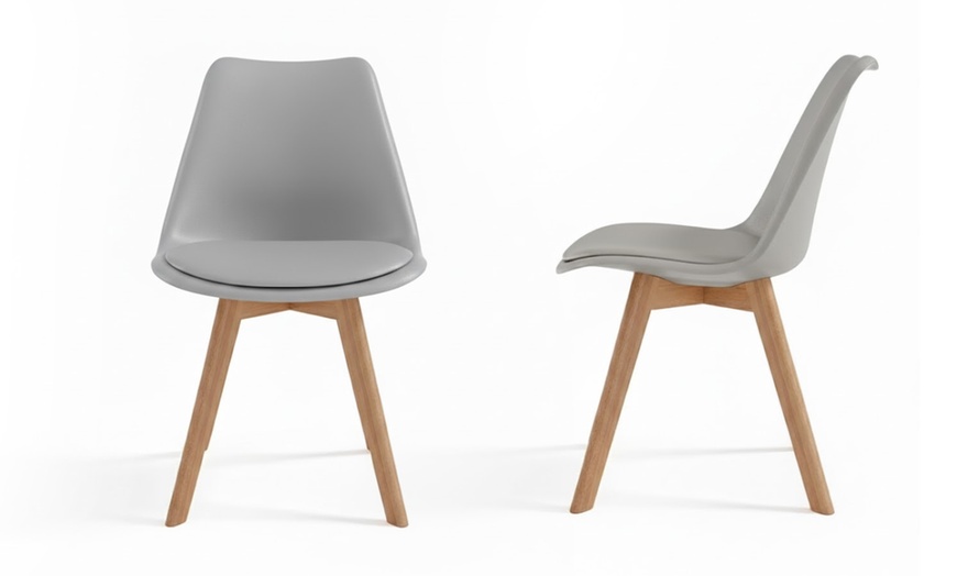 Image 14: Set 4 sedie in ecopelle e legno di faggio