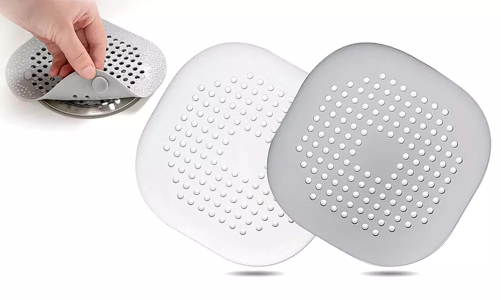 2 Pack Drain Hair Catcher Square Hair Drain Cover with Suction Cup