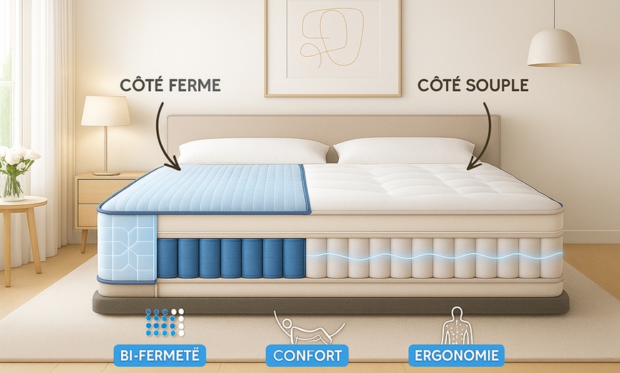 Image 5: Matelas Biconfort 2 zones de confort (souple et ferme). Sampur