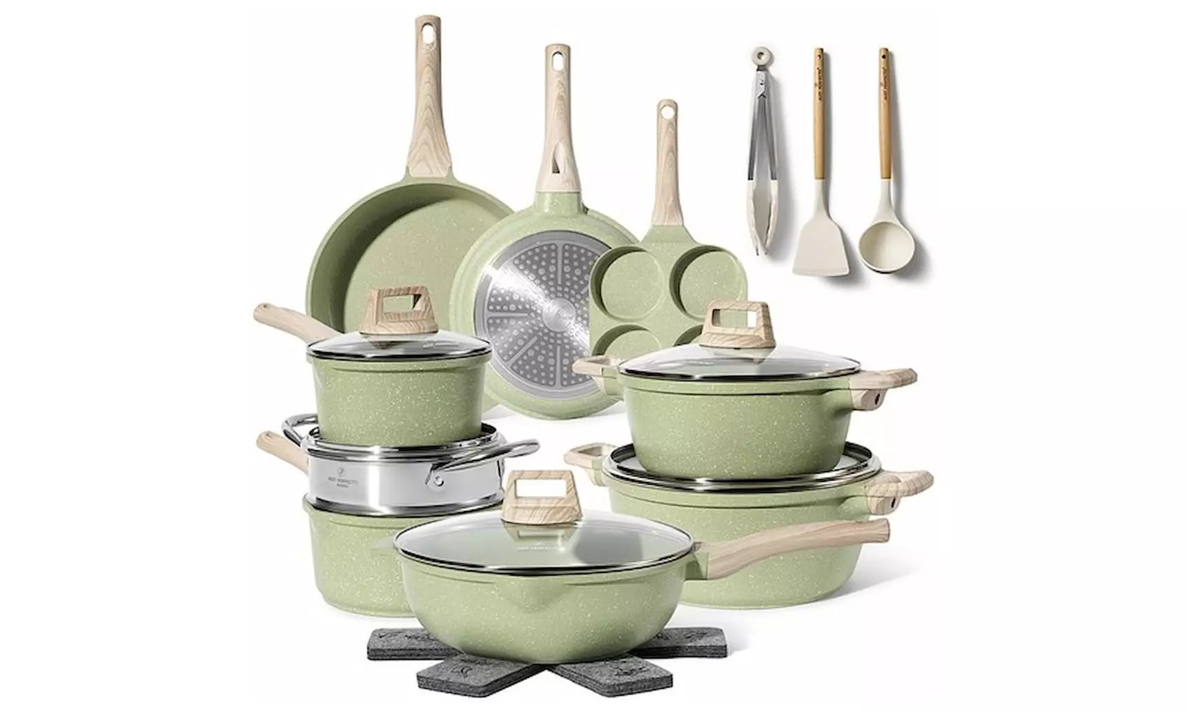 Batterie de cuisine 21 pièces antiadhésives en granit