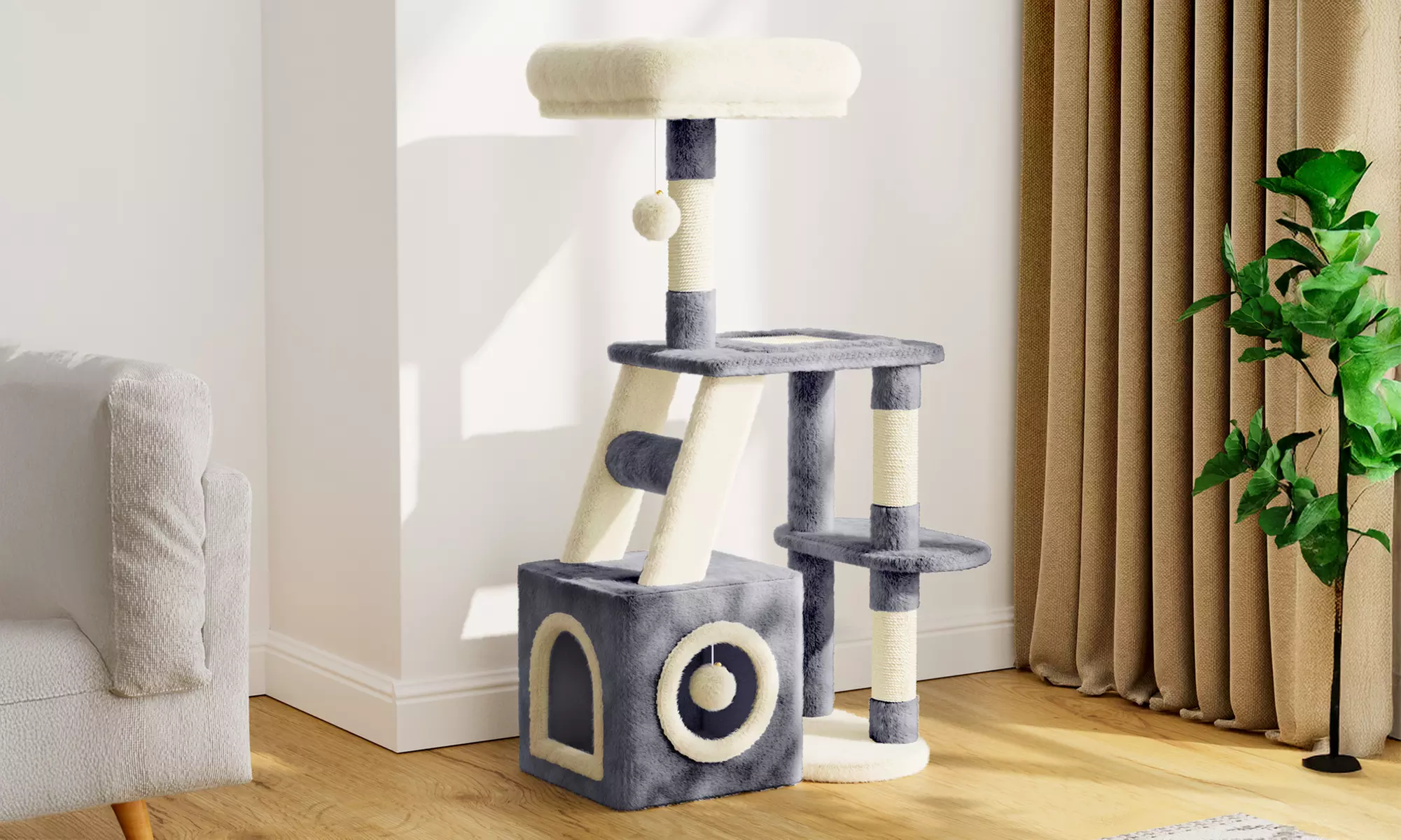 Arbre à chat à plusieurs niveaux, coloris au choix - Image 5