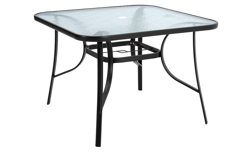 Image 25: Outdoor Rippled Tempered Glass Coffee Table with 4 Styles