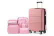 1x oder 3x KONO ABS-Hartschalenkoffer mit 8er-Set Reise-Organizer in Beige/Rosa - robust, leicht & mit TSA-Schloss - Second Medium