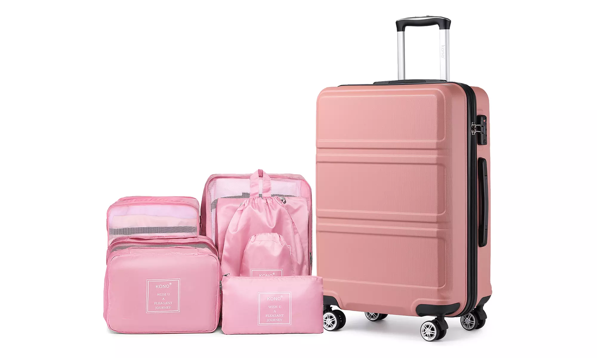 1x oder KONO 3x ABS-Hartschalenkoffer mit 8er-Set Reise-Organizer