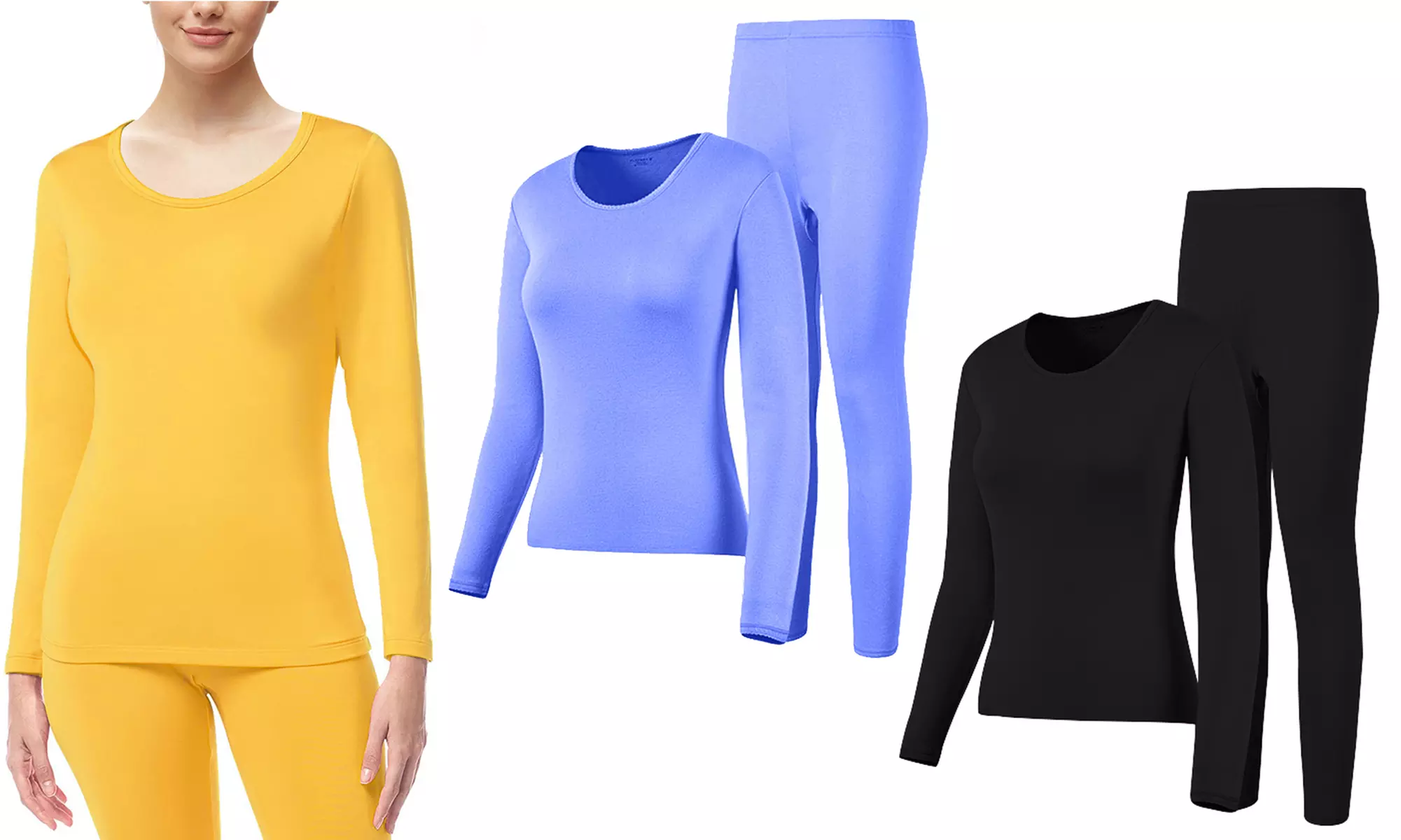 WuhouPro Women's Microfiber Fleece Thermal Underwear Long John Set. Plus Sizes Available. - Primary Image