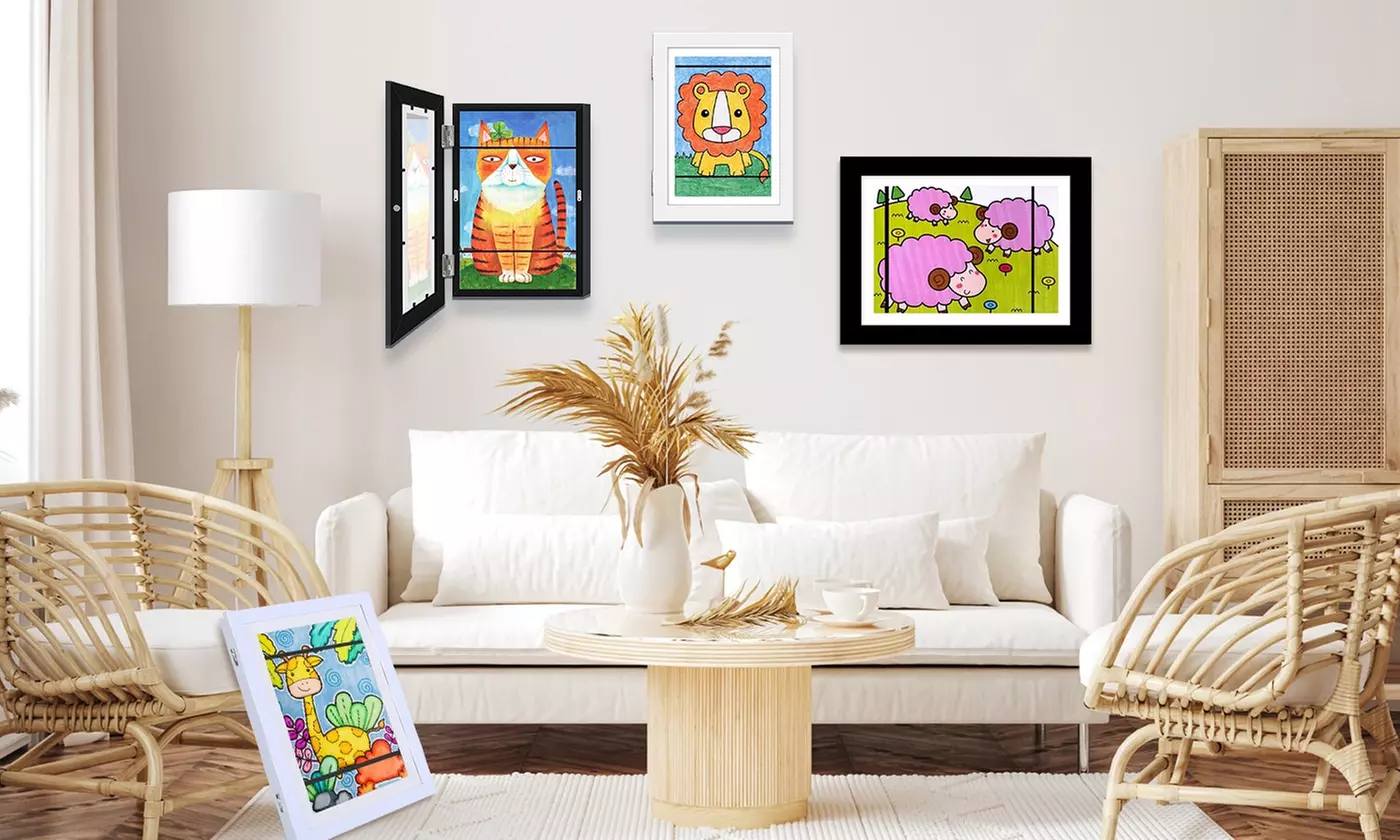BabyLuv Kids Art Frame Front Opening Wooden Frame Artwork Display (2-Pack)