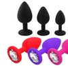 Image 2: 3pcs/set Silicone Jeweled Anal Plugs Large Medium Mini Plated Stopper Beads
