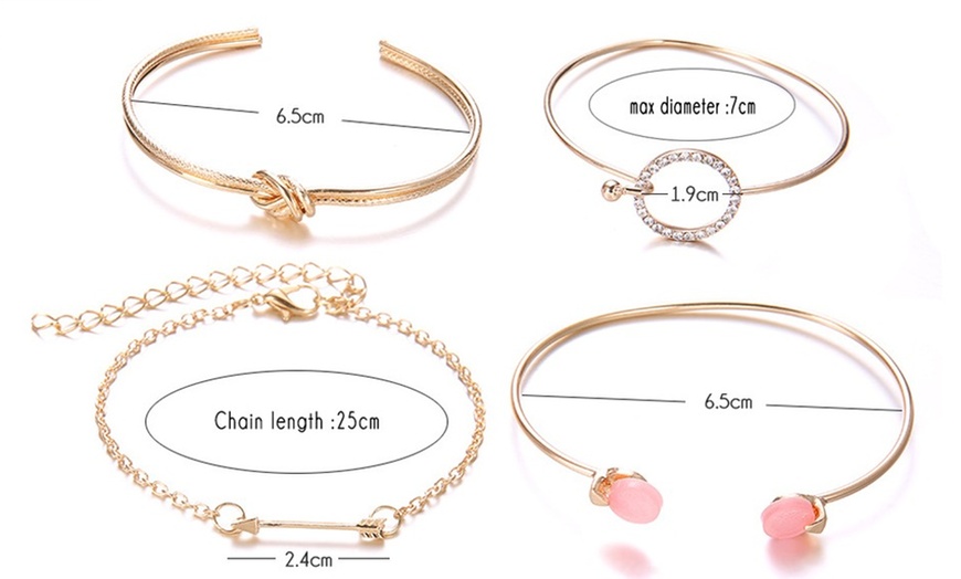Image 9: 1 o 2 sets de 4 pulseras con distintas formas y cristales brillantes