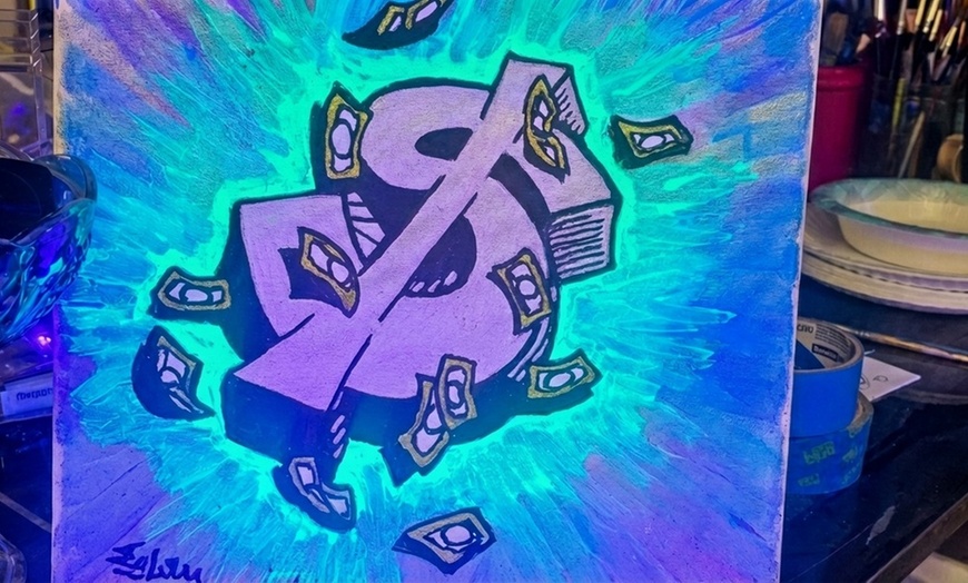 Image 5: Glow Together- Glow In The Dark SIP N Paint Class