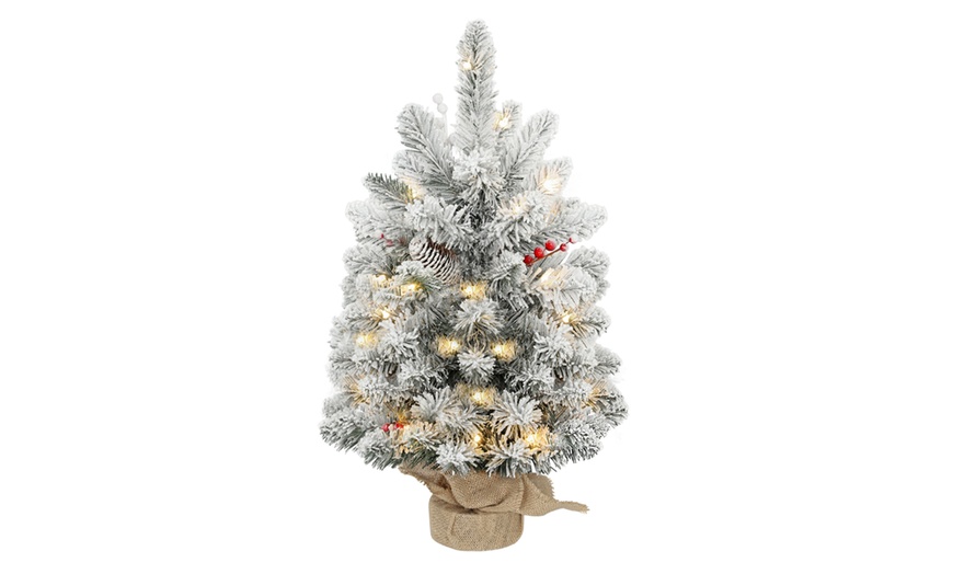 Image 2: Prelit Small Christmas Tree, Snow Flocked Tabletop Xmas Tree
