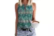 Women Keyhole V Neck Sleeveless Summer Casual Floral Shirt - Second Medium