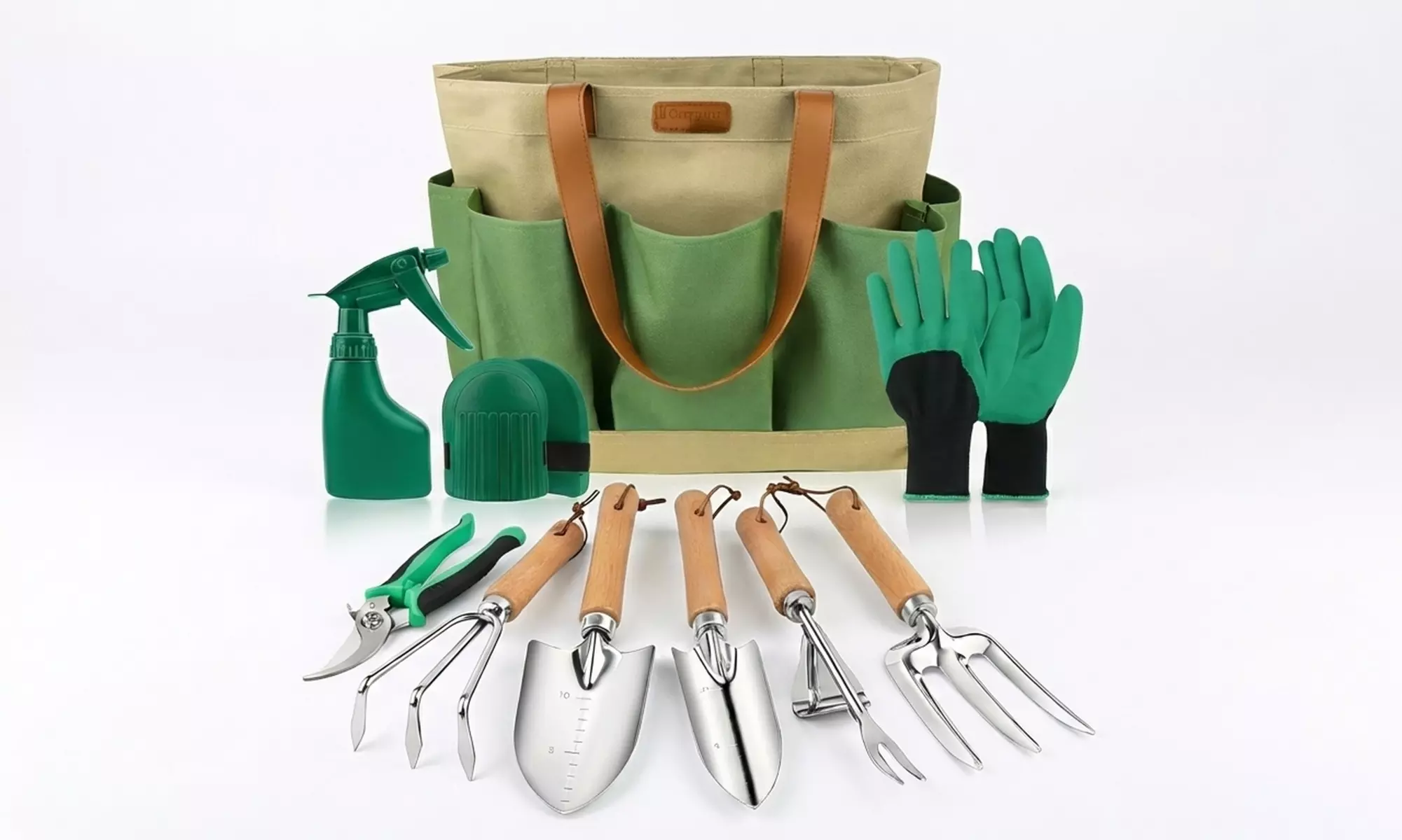 Kit de jardinage avec 10 outils en inox et sac de rangement
