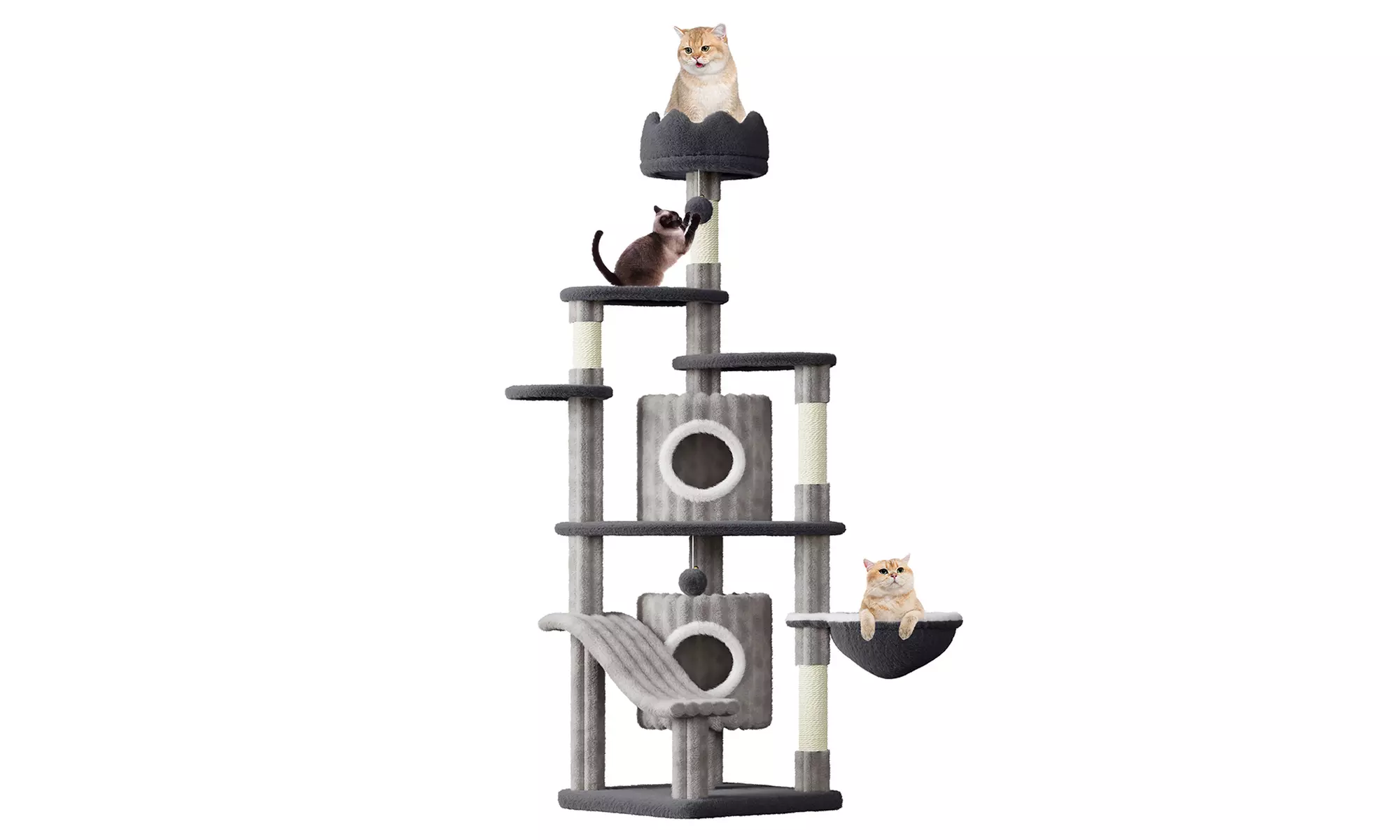 Meerlaagse grijze kattenboom