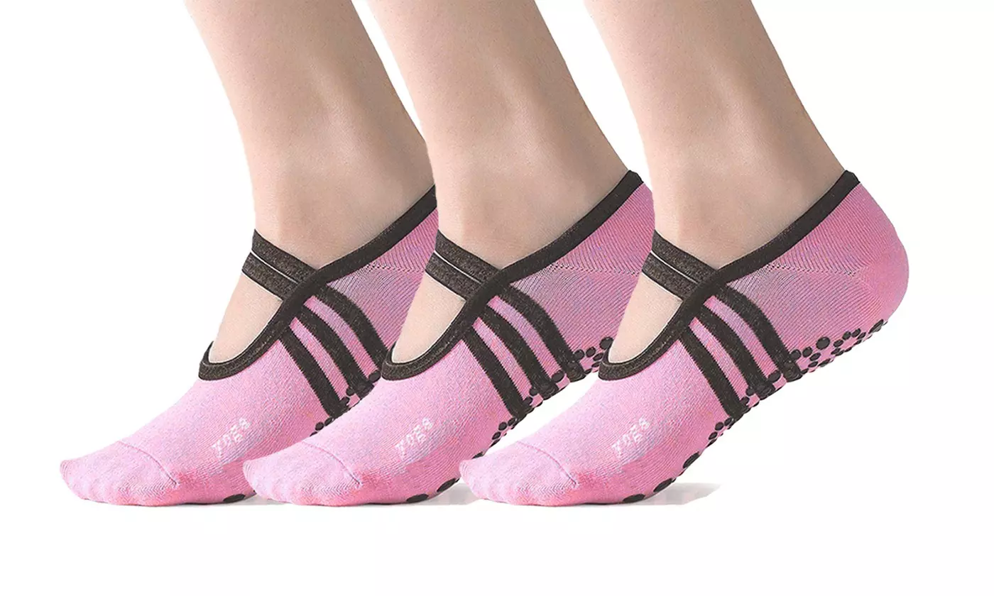 1-3 Pair Yoga Sock for Women Non-Slip Grips & Straps Dance Socks Pilates Socks