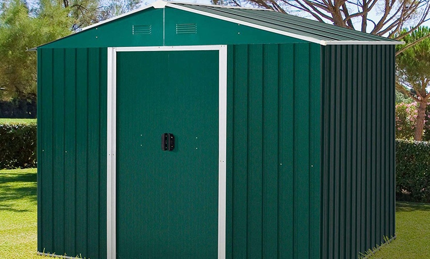 Image 7: Outsunny 8x6ft Metal Shed with Ventilation Sliding Doors