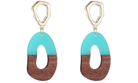 Orecchini Turquoise Wood con chiusura a farfalla