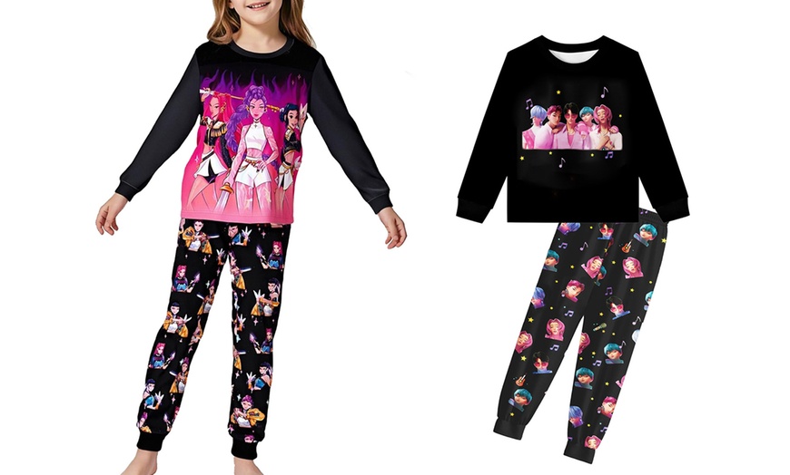 Image 1: Langarm-Pyjama-Set für Kinder mit Hose und Oberteil im K-Pop-Design