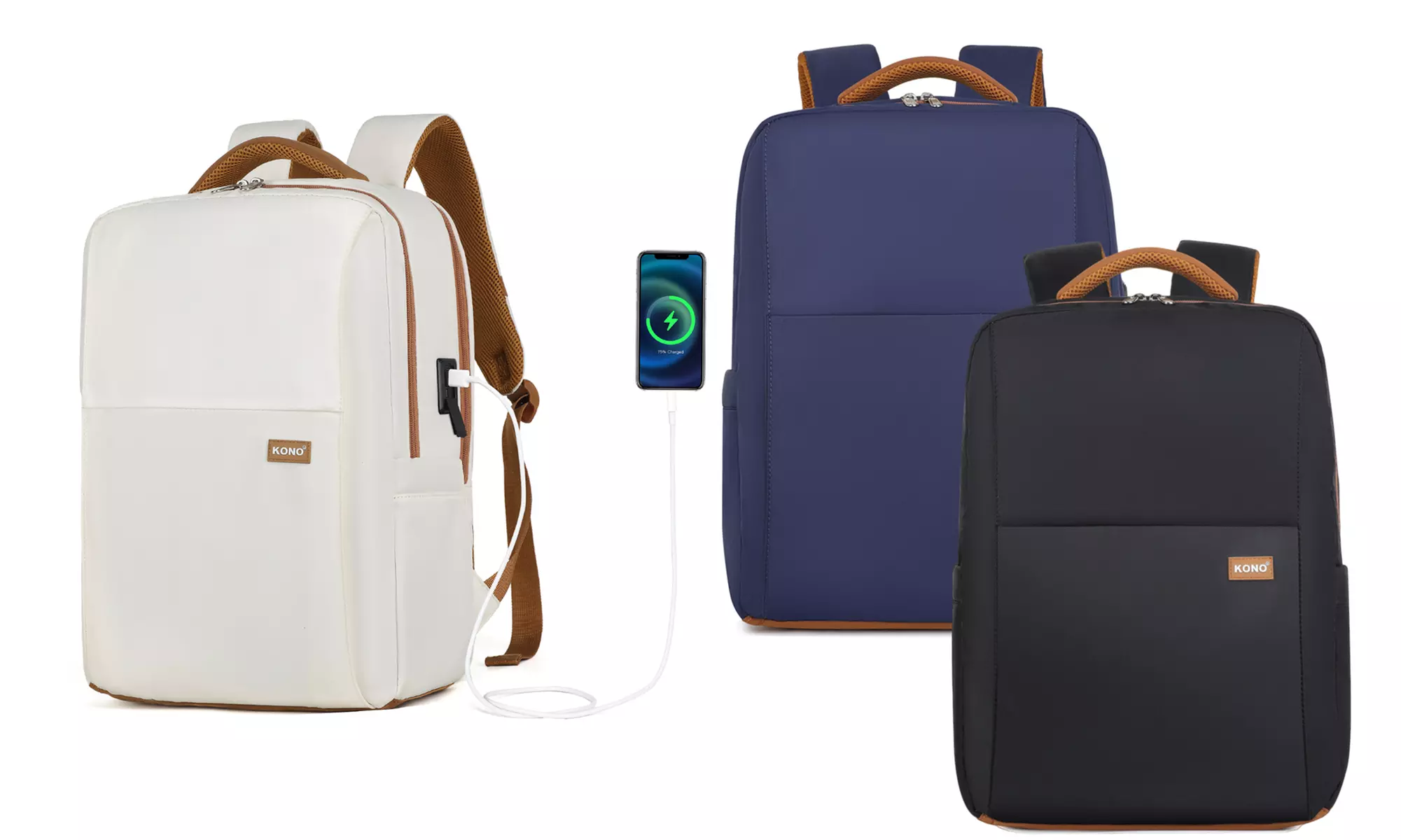 KONO Laptop-Rucksack mit USB-Ladefunktion