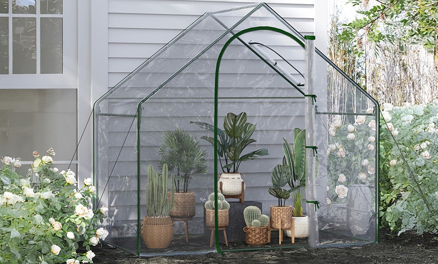 Image 1: Outsunny Walk-in Greenhouse; Apex or Round