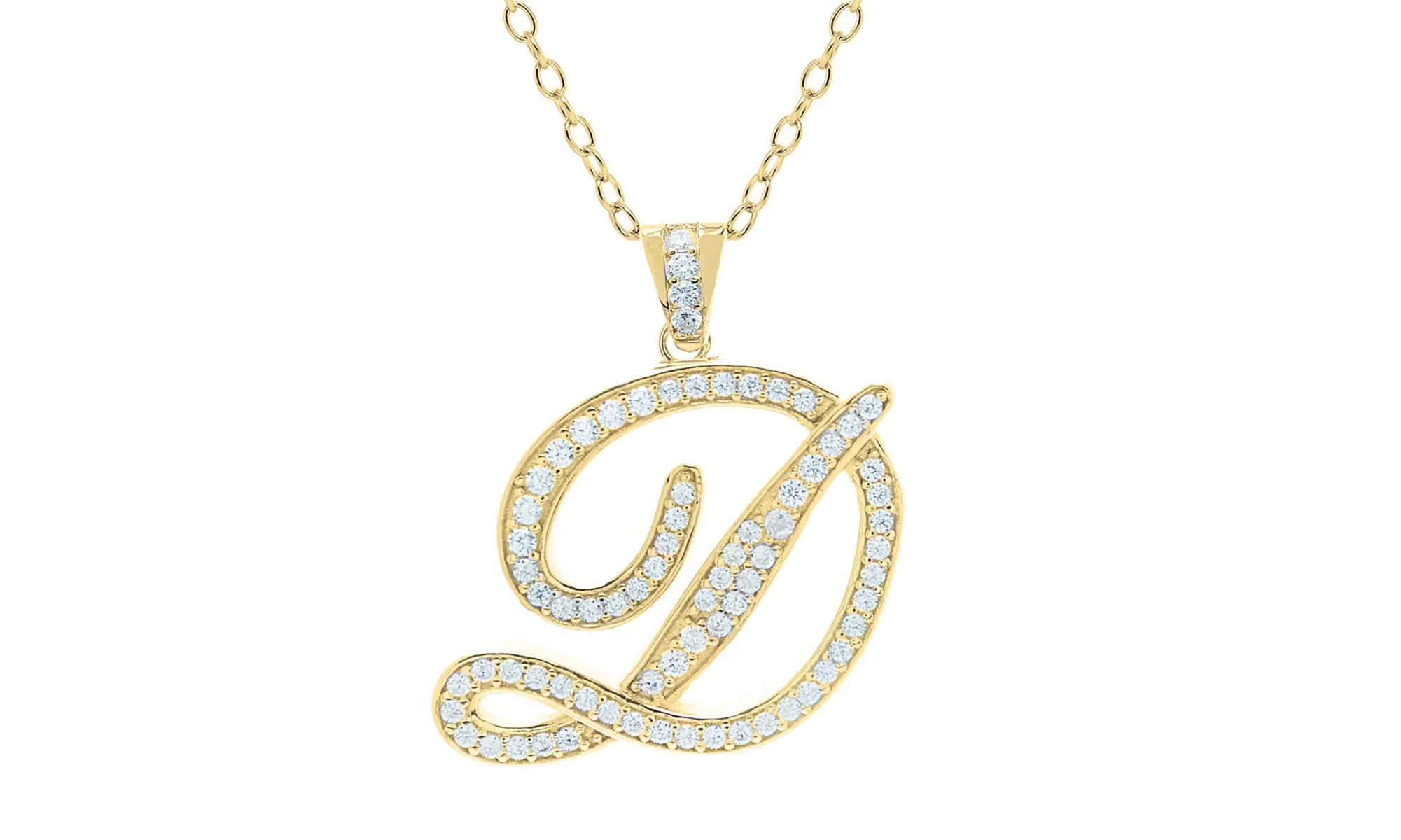 Script Initial Pendant Necklaces in Sterling Silver