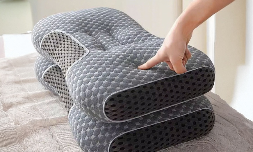 Image 7: One or Two Cotton Neck Pillows, Ergonomic Support for Sleep