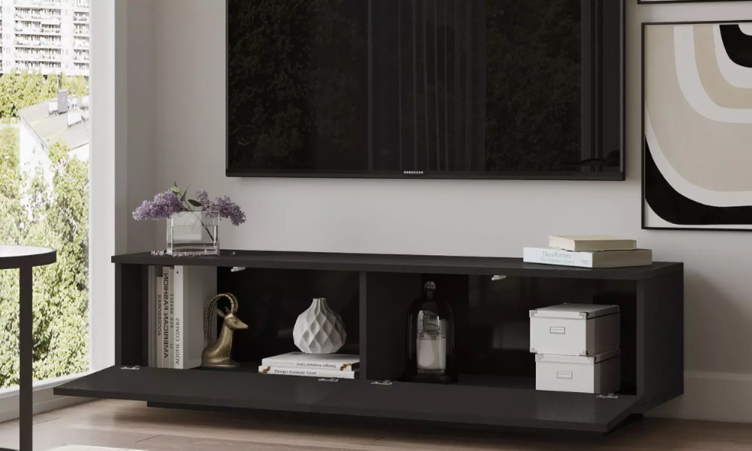 Meuble TV design Kocoon 140 cm, collection "Romi"