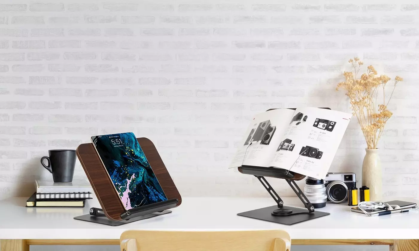 NewHome Adjustable Wood Book Stand and Tablet Holder