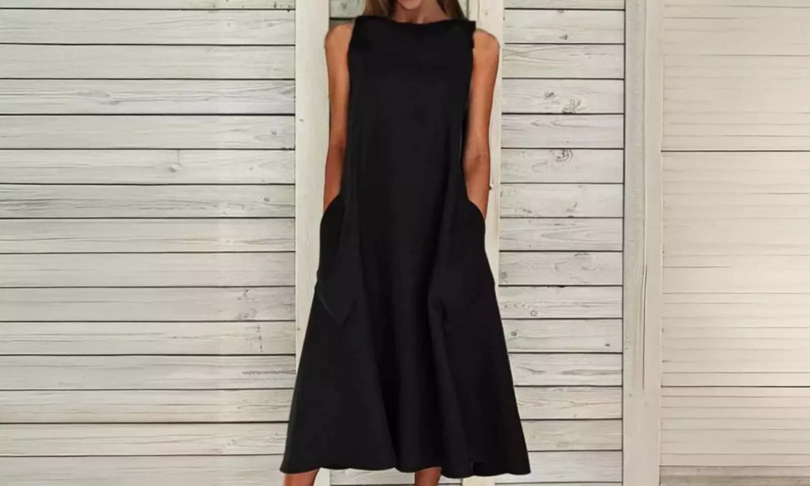 Lightweight Sleeveless A-Line Dress in Cotton & Linen