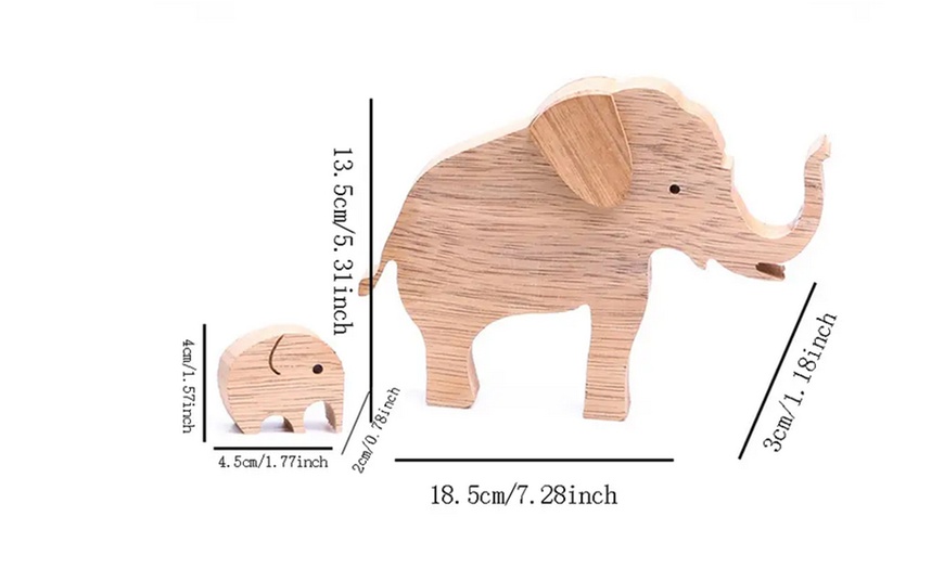 Image 3: Wooden Mother and Baby Elephant Ornament