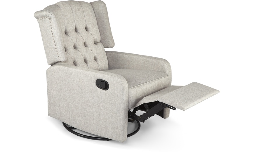 Image 4: Manual Swivel Fabric Recliner Chair