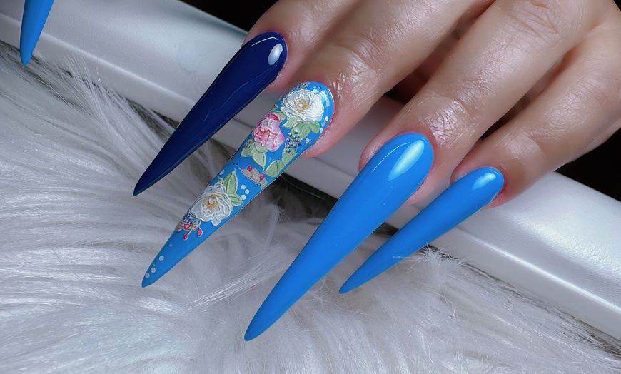 Image 3: Full Set Acrylic Extra Long Nails with Pedicure for a Stunning Style