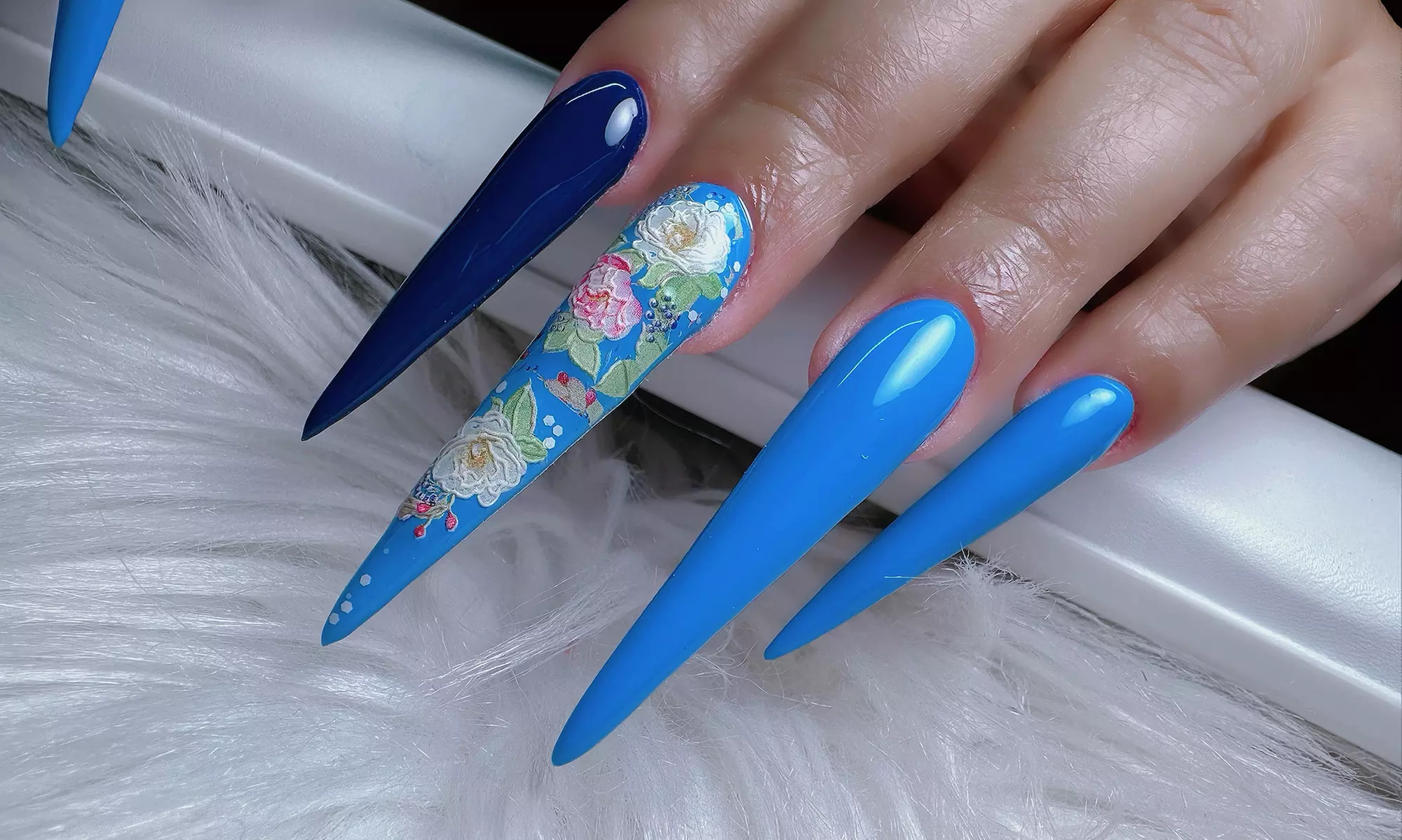 Full Set Acrylic Extra Long Nails with Pedicure for a Stunning Style