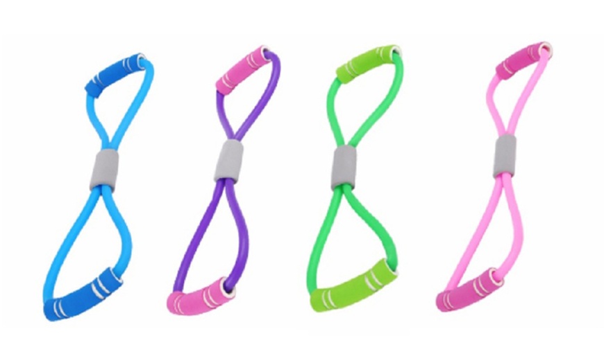 Image 3: Stretch Band Rope Latex Rubber Arm Resistance Fitness Exercise Pilates Yoga Gym