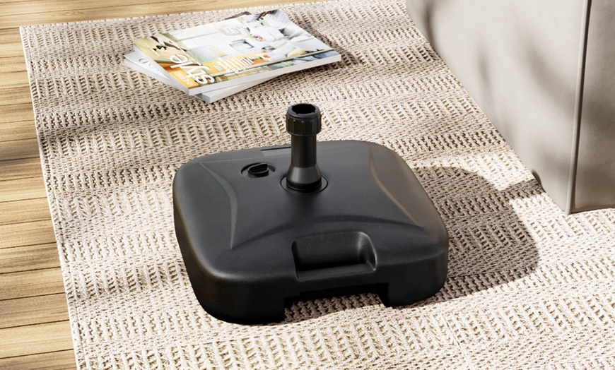 Image 35: Large 3m Black Rotating Outdoor Parasol with Multiple Base Styles