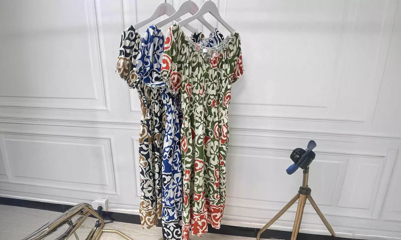 Women's Printed Bardot Gypsy Midi Dress