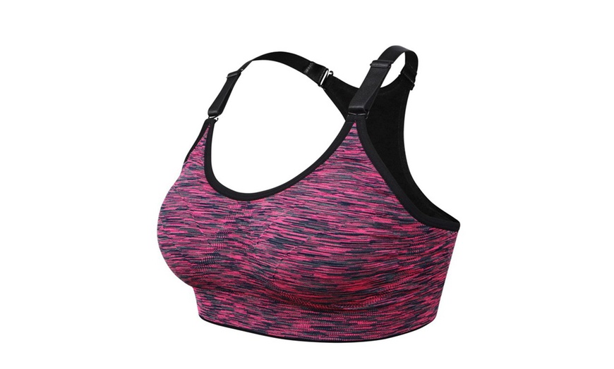 Image 5: 1-3 Pack Women Racerback Sports Bras Space Dye Seamless Stretchy Removable Pads