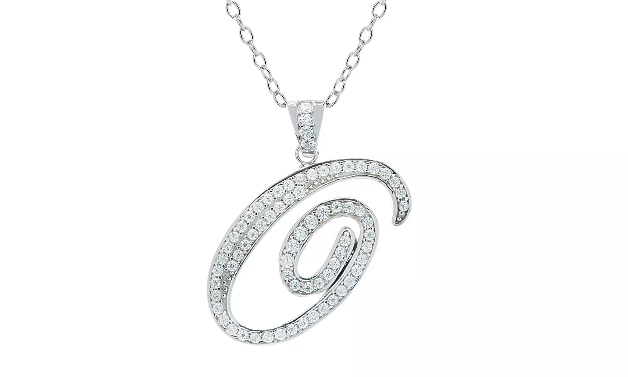 Script Initial Pendant Necklaces in Sterling Silver