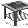 Image 9: Outdoor Square-Shaped Fire Pit BBQ Grill Table with Bottom Shelf 
