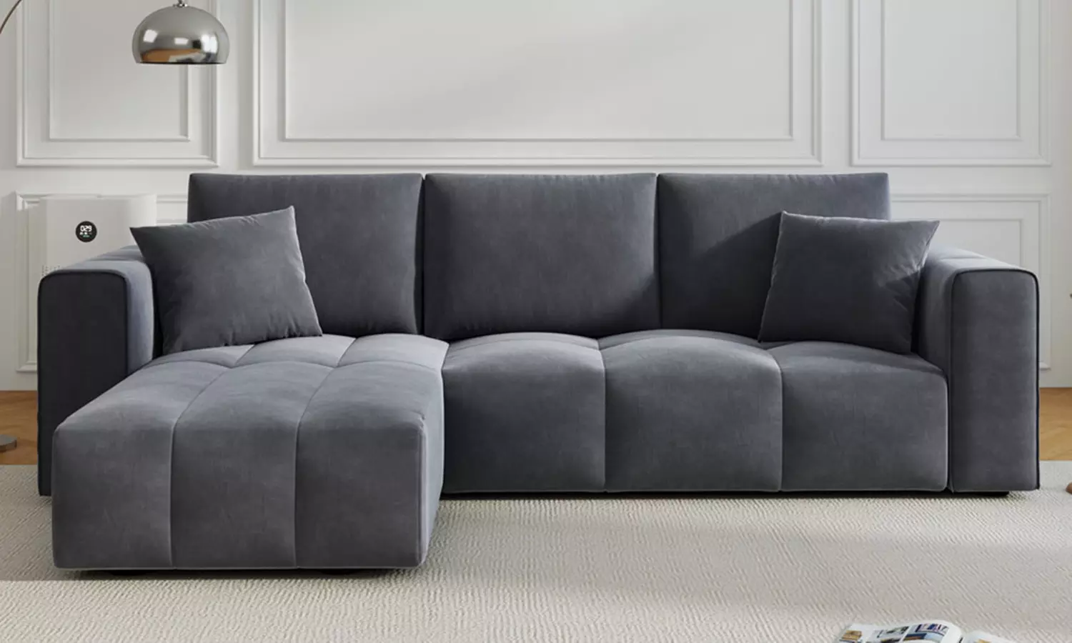 Canapé d'angle convertible 4 places avec coffre, Worthing, Kocoon