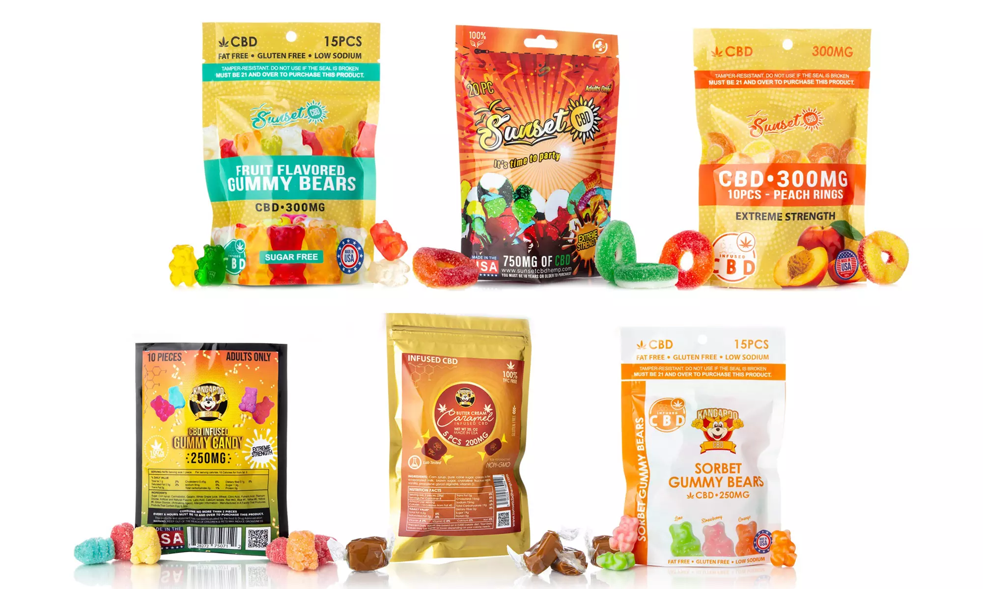 Groupon Exclusive High Potency CBD Infused Gummy Bundles (Kangaroo & Sunset)