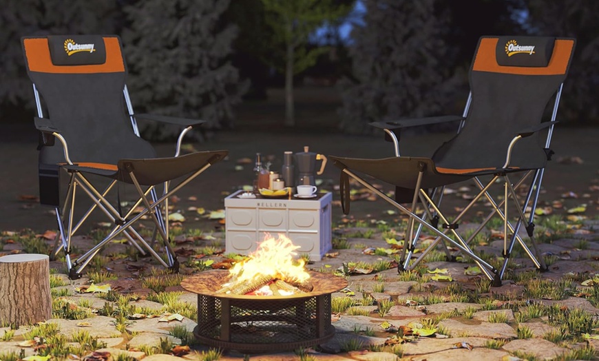 Image 6: Set of Two Outsunny Folding Camping Chairs 
