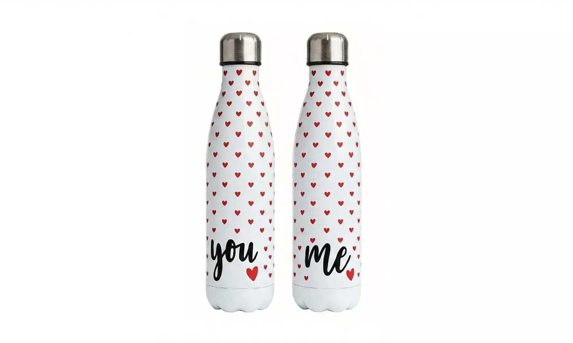 2er-Set Thermoflaschen 500 ml mit dem Aufschrift „you“ und „me“