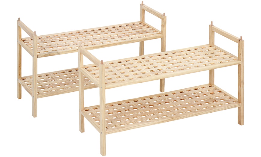 Image 11: Walnut Wood Shoe Rack