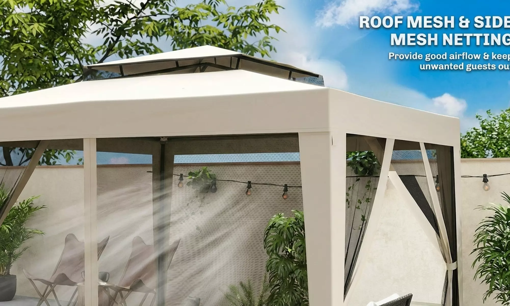 Outsunny 3 x 3m Party Gazebo with Mesh Sidewalls and Vented Roof