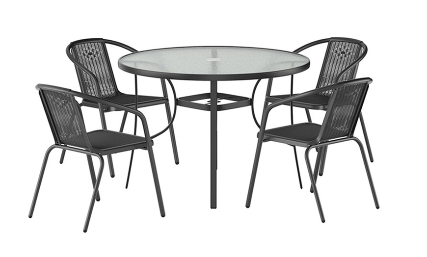 Image 10: Garden Rippled Tempered Glass Table Set