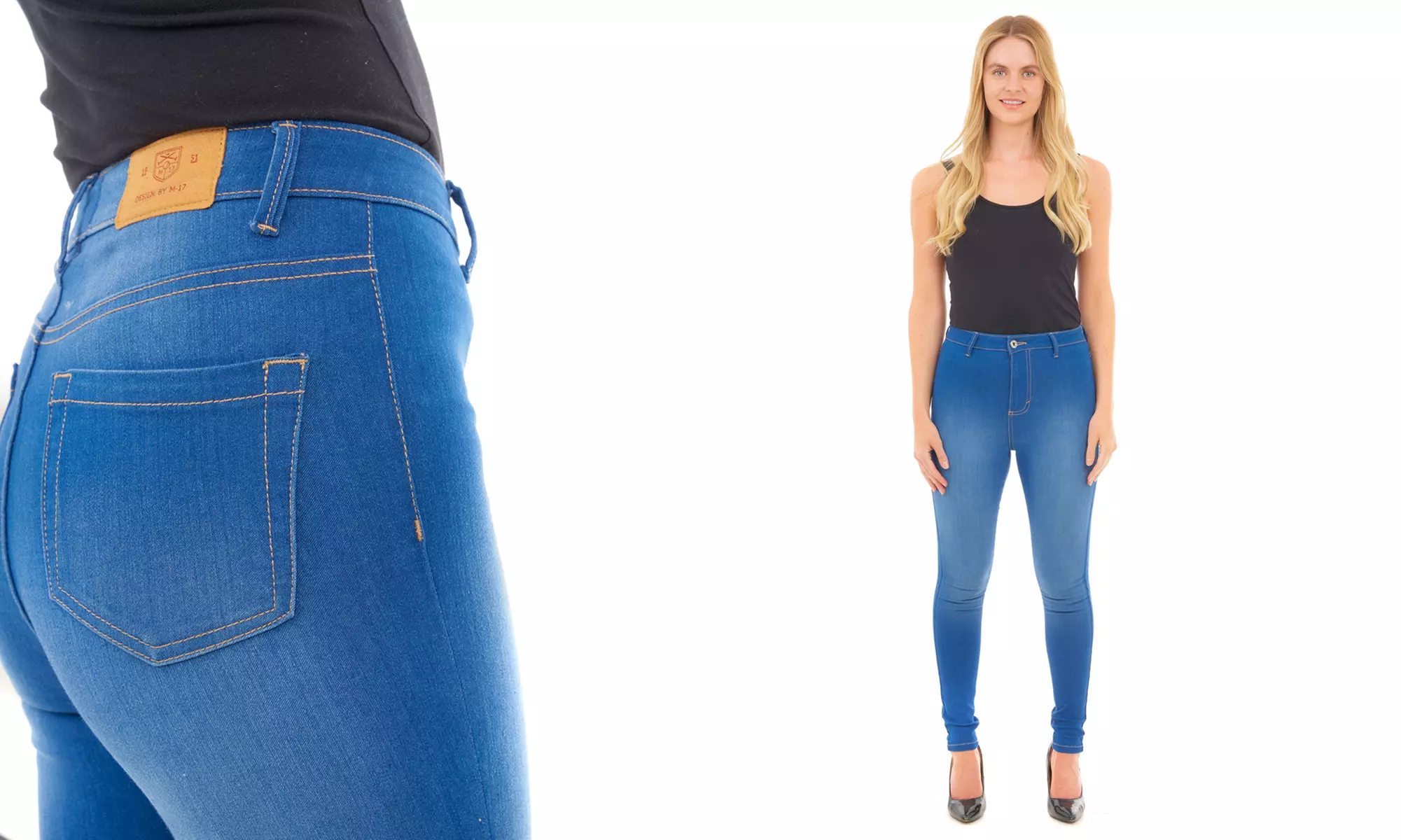 High-Waisted Skinny Fit Denim Jeans