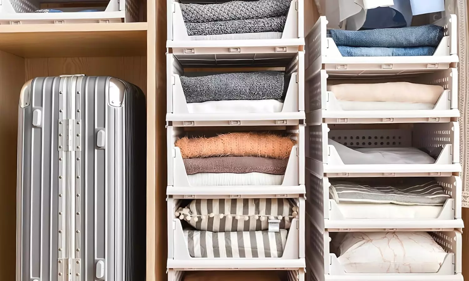 Set di 3 o 6 cassetti resistenti portaoggetti componibili salvaspazio