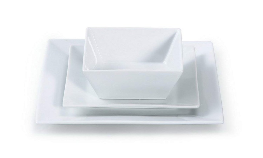 Image 1: Waterside 12-Piece White Square Porcelain Dinner Set