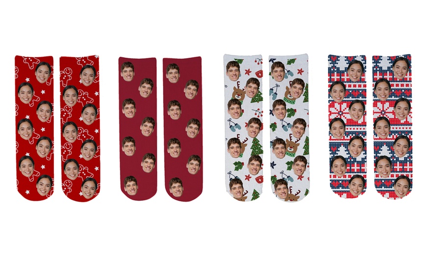 Image 5: One or Two Pairs of Personalised Christmas Face Socks